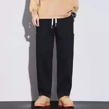 羽浅 纯棉休闲大口袋拼接简约纯色百搭透气美式宽松直筒痞帅工装裤 男款