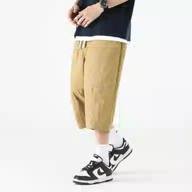 羽浅 潮牌个性拼接七分裤时尚工装休闲短裤 男款