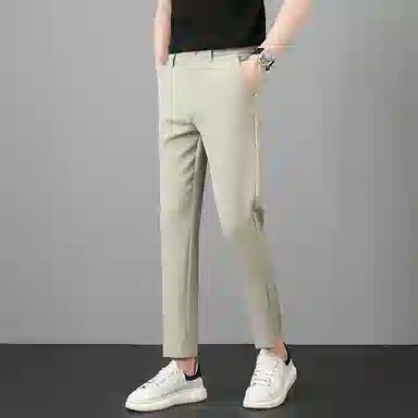 羽浅 薄款轻商务通勤纯色舒适透气时尚百搭锥形九分休闲裤 男款