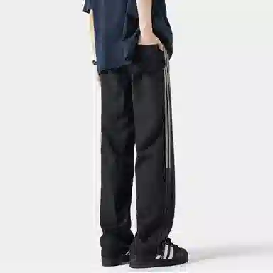 羽浅 美式三条杠运动裤夏季速干冰丝裤高街百搭阔腿潮牌休闲裤 男女同款
