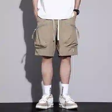 羽浅 薄款冰丝透气速干工装五分裤潮流外穿宽松直筒百搭舒适休闲短裤 男款
