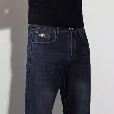 羽浅 秋冬季潮牌刺绣百搭休闲长裤潮流时尚耐磨合体修身直筒牛仔裤 男款