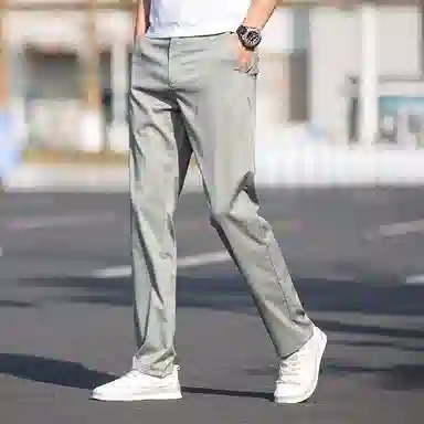 羽浅 高档天丝莫代尔轻薄舒适百搭长裤时尚透气商务大码裤子潮流宽松直筒休闲裤 男款