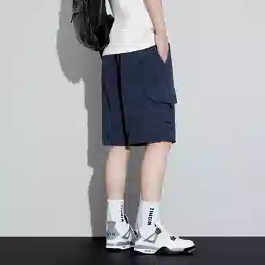 羽浅 美式潮流工装五分裤宽松直筒设计感小众马裤百搭休闲短裤 男款
