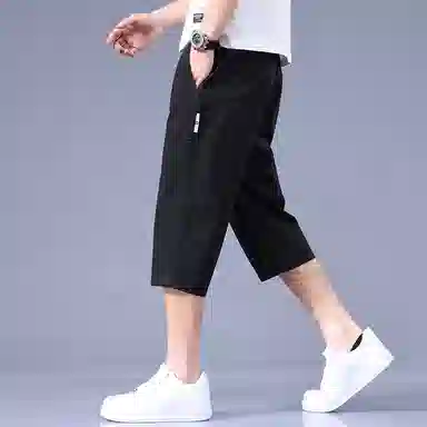 羽浅 夏季薄款凉感七分裤弹力运动中裤潮牌宽松百搭休闲短裤 男款
