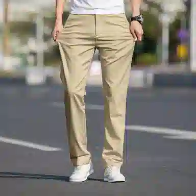 羽浅 夏季轻薄透气舒适长裤时尚商务大码裤子潮流宽松直筒百搭休闲裤 男款