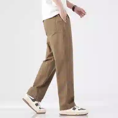 羽浅 纯棉宽松直筒抽绳款松紧腰简约百搭潮流柔软舒适弹力休闲裤 男款