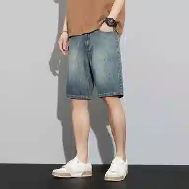 羽浅 宽松百搭五分裤春夏季薄款时尚舒适显瘦耐穿耐磨牛仔短裤 男款