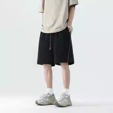 羽浅 宽松纯色美式五分裤休闲短裤 男女同款