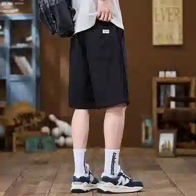 羽浅 薄款外穿半截针织运动中裤大裤头五分休闲短裤 男款