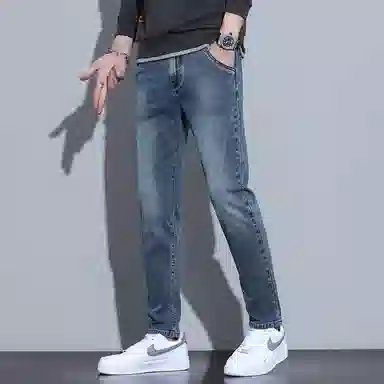 羽浅 夏季薄款九分潮牌百搭运动休闲牛仔裤 男款