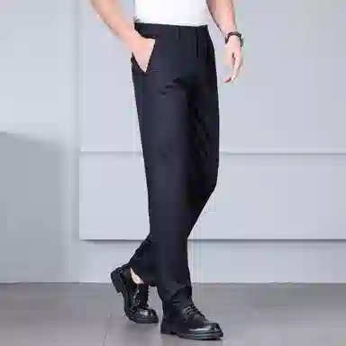 羽浅 高档轻薄透气桑蚕丝舒适长裤时尚免烫商务弹力裤子潮流百搭直筒休闲裤 男款