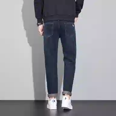 羽浅 潮牌美式复古青年宽松直筒百搭牛仔裤 男款