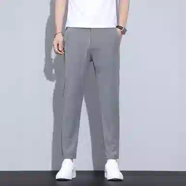 羽浅 薄款纯色日常通勤百搭舒适简约直筒垂感休闲裤 男款