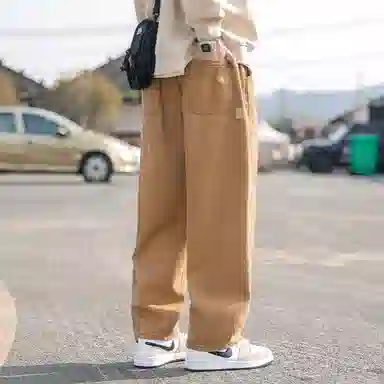羽浅 宽松直筒垂感时尚潮流百搭日系简约舒适痞帅阔腿运动休闲裤 男款