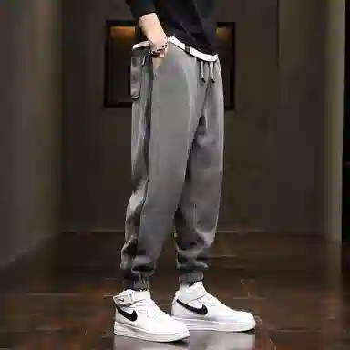 羽浅 潮牌宽松百搭运动束脚哈伦九分休闲裤 男款
