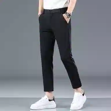 羽浅 韩版时尚百搭九分裤弹力修身直筒休闲裤 男款