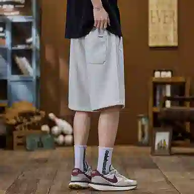 羽浅 薄款外穿半截针织运动中裤大裤头五分休闲短裤 男款