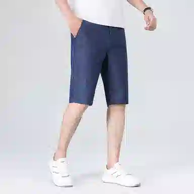 羽浅 高档莱赛尔天丝五分裤夏季薄款商务休闲时尚中裤潮流宽松直筒牛仔短裤 男款