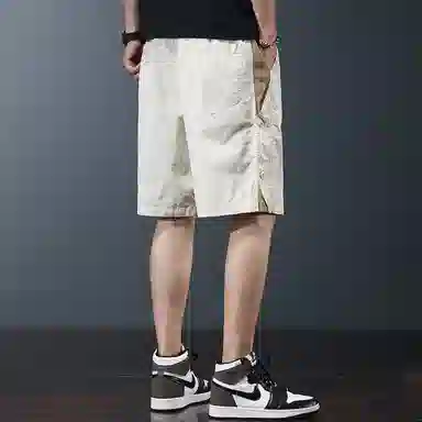 羽浅 拼色设计感直筒五分裤弹力透气时尚潮流百搭痞帅工装运动休闲短裤 男款
