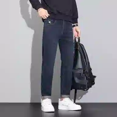 羽浅 潮牌美式复古青年宽松直筒百搭牛仔裤 男款
