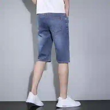 羽浅 男夏季薄款五分裤子男士休闲中裤直筒宽松弹力马裤牛仔短裤 男女同款