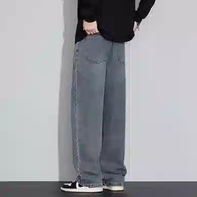 羽浅 潮牌复古百搭腿显瘦休闲长裤秋冬季时尚怀旧潮流耐磨宽松直筒牛仔裤 男款
