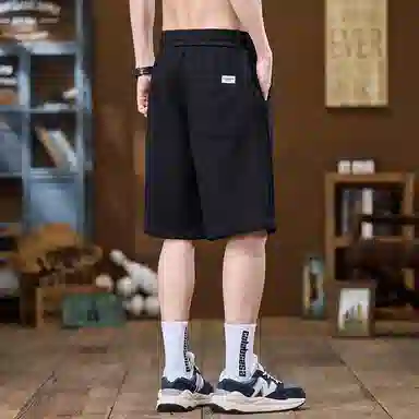羽浅 薄款外穿半截针织运动中裤大裤头五分休闲短裤 男款