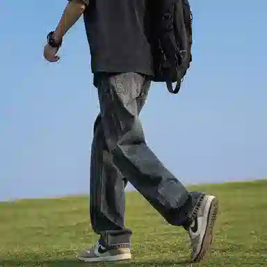 羽浅 宽松直筒裤学生阔腿长裤牛仔裤 男女同款