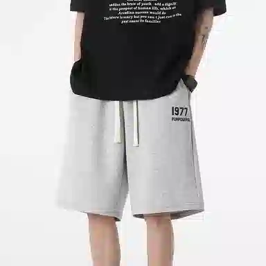 羽浅 夏季透气时尚印花五分裤篮球运动中裤潮流百搭宽松直筒休闲短裤 男款