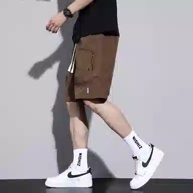 羽浅 薄款冰丝透气速干工装五分裤潮流外穿宽松直筒百搭舒适休闲短裤 男款