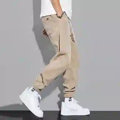 羽浅 宽松束脚简约百搭舒适弹力运动九分休闲裤 男款