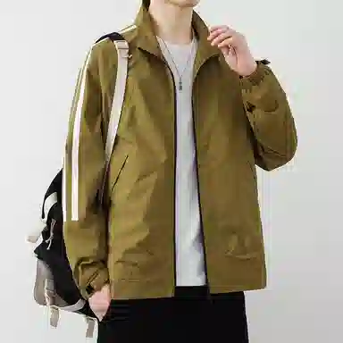 羽浅 潮牌条纹休闲百搭立领夹克外套 男款