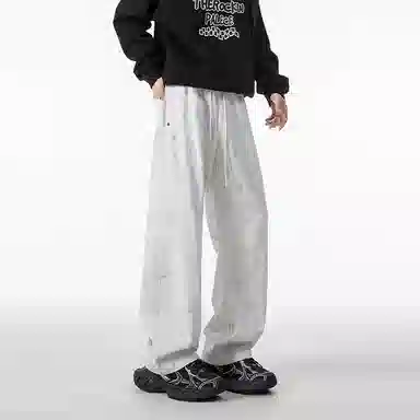 羽浅 潮牌美式纯棉扎染工装长裤时尚百搭宽松直筒休闲裤 男款