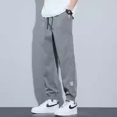 羽浅 字母印花薄款冰丝速干舒适耐穿透气简约运动束脚休闲裤 男款