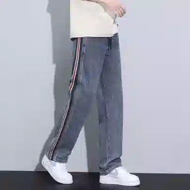 羽浅 美式男夏季薄款高街阔腿裤子潮牌宽松直筒夏天休闲长裤牛仔裤 男女同款