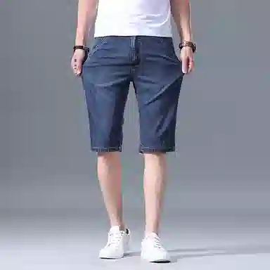羽浅 夏季薄款莱赛尔天丝五分裤商务休闲直筒中裤时尚弹力修身舒适百搭牛仔短裤 男款