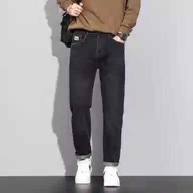 羽浅 潮牌美式青年宽松直筒百搭牛仔裤 男款
