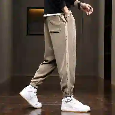 羽浅 潮牌宽松百搭运动束脚哈伦九分休闲裤 男款