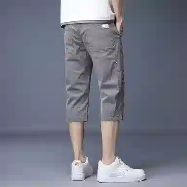 羽浅 薄款宽松直筒潮流舒适百搭弹力七分休闲短裤 男款
