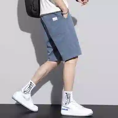 羽浅 时尚舒适宽松中裤外穿五分直筒休闲短裤 男款