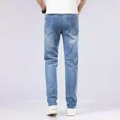 羽浅 薄款高端弹力直筒裤韩版潮流百搭休闲牛仔裤 男款