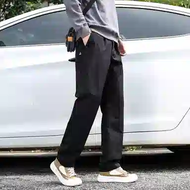 羽浅 美式工装户外运动长裤潮牌个性小三角标百搭裤子宽松阔腿裤时尚直筒休闲裤 男款