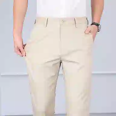 羽浅 高档莱赛尔天丝轻薄透气亚麻长裤时尚免烫商务弹力裤子潮流百搭合体直筒休闲裤 男款