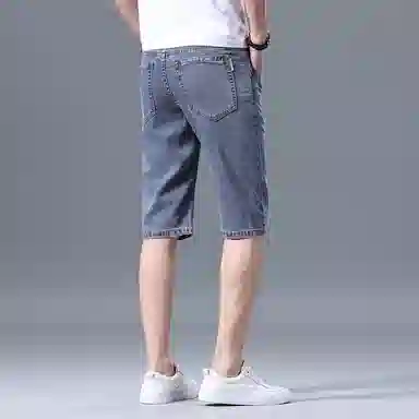 羽浅 夏季薄款莱赛尔天丝五分裤商务休闲直筒中裤时尚弹力修身舒适百搭牛仔短裤 男款