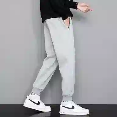 羽浅 宽松束脚简约舒适透气抗皱个性帅气百搭九分运动针织休闲裤 男款