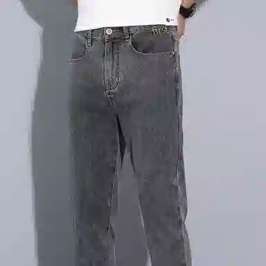 羽浅 秋冬季潮牌复古百搭小个子九分裤时尚后袋小皮标设计棉弹舒适耐磨裤子潮流修身小脚牛仔裤 男款