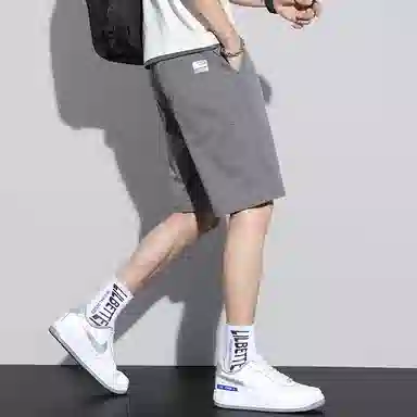 羽浅 时尚舒适宽松中裤外穿五分直筒休闲短裤 男款
