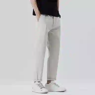 羽浅 运动修身直筒透气日常通勤百搭半松紧腰舒适弹力九分休闲裤 男款
