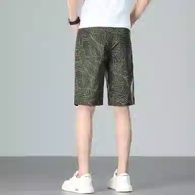 羽浅 美式潮流印花五分裤时尚舒适沙滩中裤潮牌修身百搭休闲短裤 男款